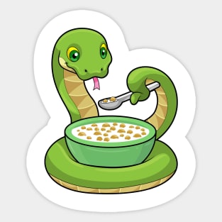 Snake at Eating with Muesli Sticker